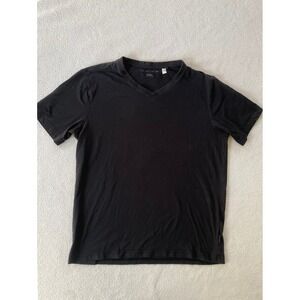 Projek Raw Mens Large T-Shirt Black Pima Cotton V-Neck Short Sleeve